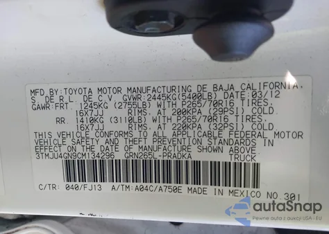 2012 Toyota Tacoma Prerunner V6 from USA, damaged, VIN 3TMJU4GN9CM134296